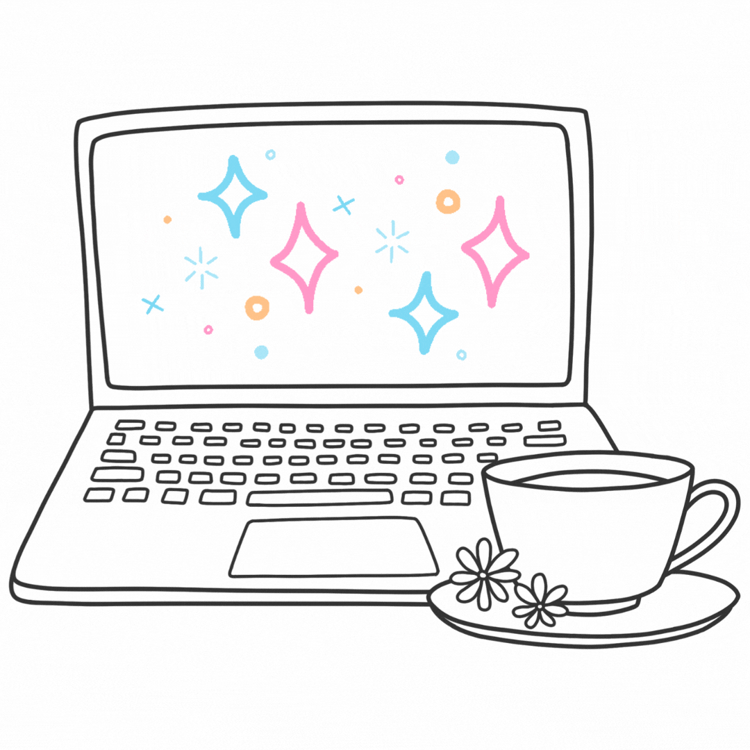 sparkling-logo laptop logo with animated sparkles in brand colours